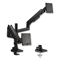 AbilityOne 7110017256061, SKILCRAFT HD Full Articulating Gas-Spring Dual Arm w/Tray, For 49" Monitor/360 Rot/90 Tilt, BK, Supports 44 lb