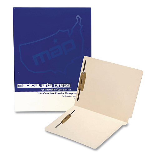 Medical Arts Press End Tab Fastener Folders, 0.75" Expansion, 2 Fasteners, Letter Size, Manila Exterior, 50/Box (31535)