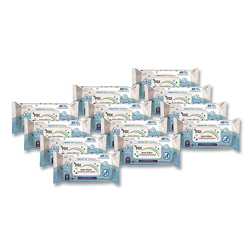 Baby Wipes, 1-ply, 6.7 X 8, Fragrance-free, White, 40/pack, 12 Packs/carton