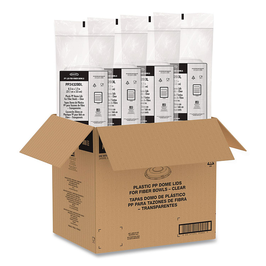 Dart Dome Covers and Lids, For 24 oz to 32 oz Containers, 8.28" Diameter x 1.16"h, Clear, 300/Carton (PP2432BDL)