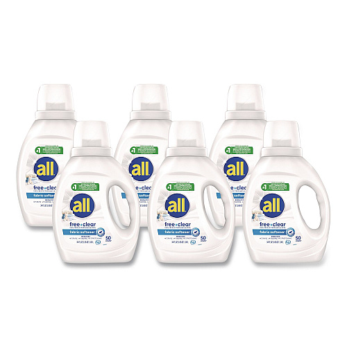 All Free Clear Liquid Fabric Softener, Fragrance Free, 34 oz Bottle, 6/Carton (47430)