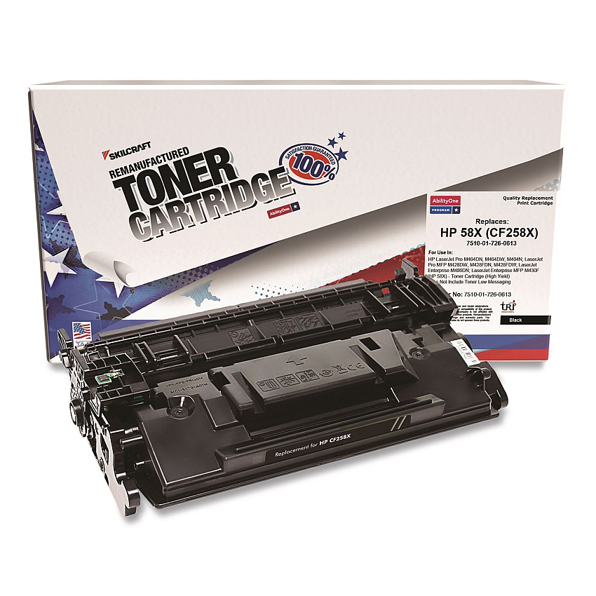 AbilityOne 7510017260613 Remanufactured CF258X (58X) High-Yield Toner, 10,000 Page-Yield, Black