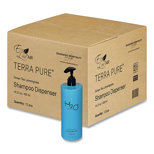 Diversified Hospitality Solutions H2O Therapy Shampoo Air Pump, White Tea and Lemongrass, 16.23 oz Bottle, 12/Carton (259805)