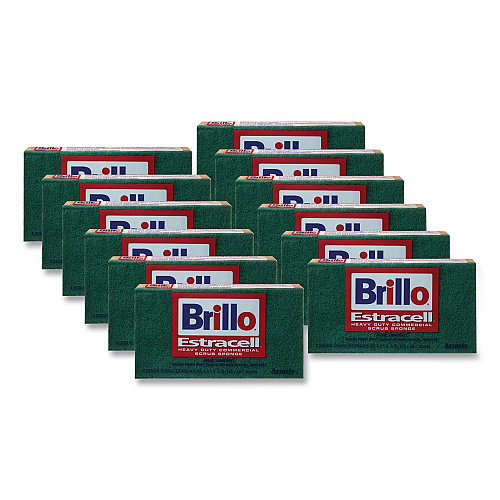 Brillo Commercial Heavy Duty Scrub Sponge, 3.5 x 6.12, 0.8" Thick, Orange/Green,12/Carton (21006)