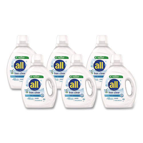 All Free Clear HE Laundry Detergent, 58 Loads, Unscented, 73 oz Bottle, 6/Carton (47415)