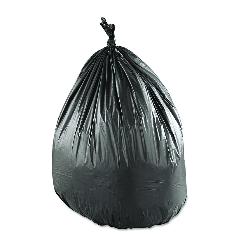 Inteplast Group Low-Density Commercial Can Liners, 33 gal, 0.9 mil, 33" x 39", Black, Interleaved Roll, 25 Bags/Roll, 6 Rolls/Carton (SL3339XPKC)