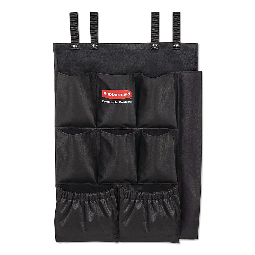 Rubbermaid Commercial Fabric 9-Pocket Cart Organizer, 19.8 x 1.5 x 27.5, Black, 6/Carton (2202582)