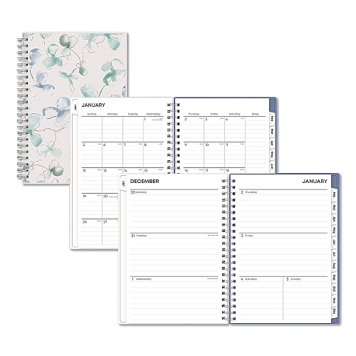 Blue Sky Lindley Weekly/Monthly Planner, Lindley Floral Artwork, 8 x 5, White/Blue/Green Cover, 12-Month (Jan to Dec): 2026 (101579)