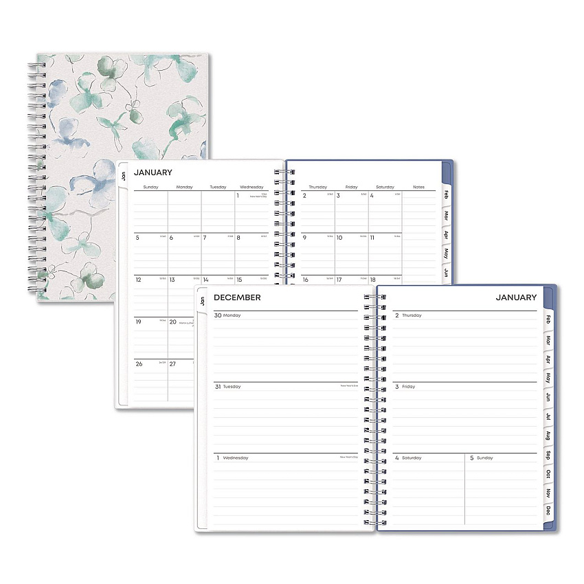 Blue Sky Lindley Weekly/Monthly Planner, Lindley Floral Artwork, 8 x 5, White/Blue/Green Cover, 12-Month (Jan to Dec): 2026 (101579)