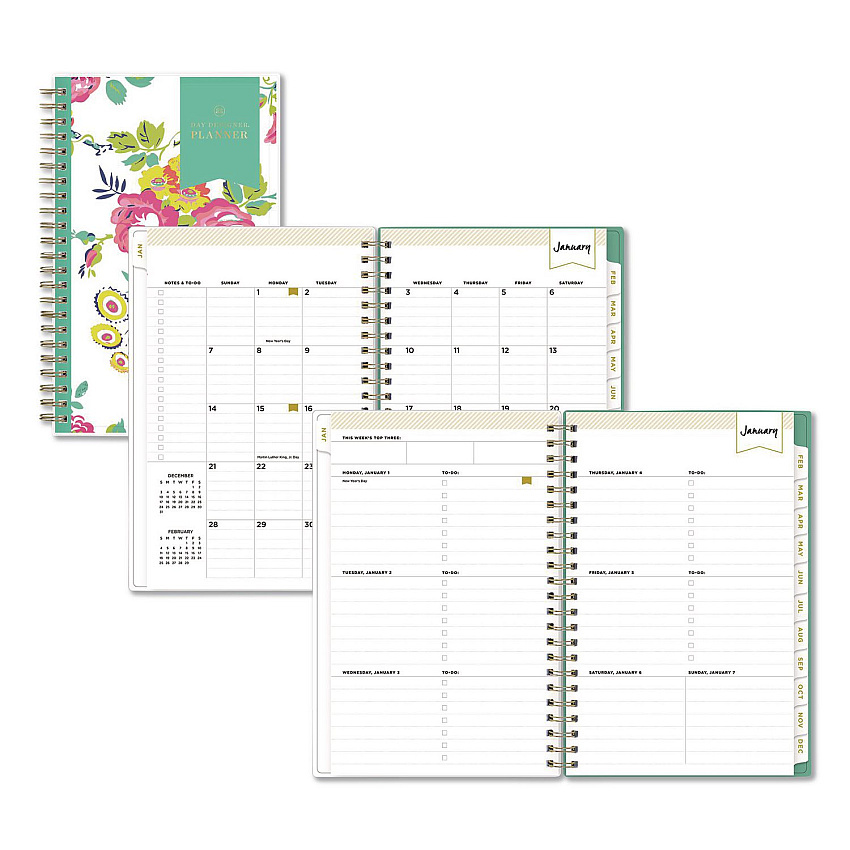 Blue Sky Day Designer Peyton Create-Your-Own Cover Weekly/Monthly Planner, Floral Artwork, 8 x 5, White, 12-Month (Jan-Dec): 2026 (103619)