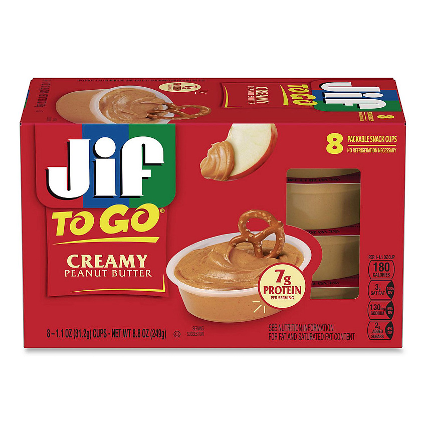 Jif Creamy Peanut Butter Cups, 1.1 oz Cup, 8/Box (65642)
