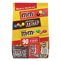 M&amp;M's Milk Chocolate, Peanut and Peanut Butter Fun Size Variety Pack, Assorted Flavors, Individually Wrapped, 90 Pieces (22002630)