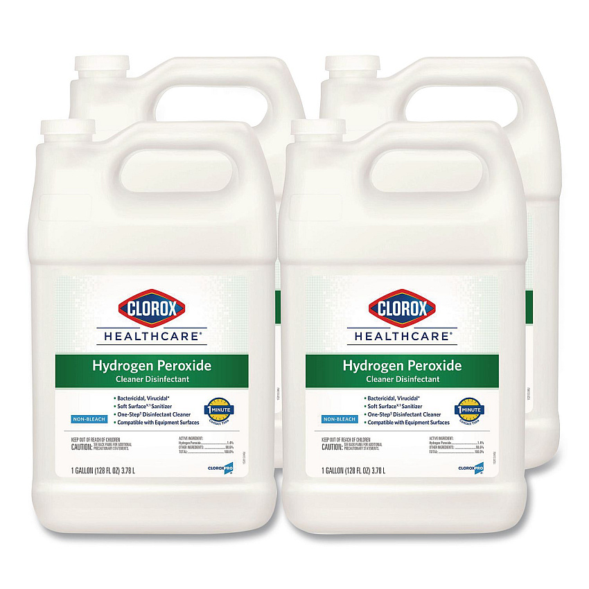 Clorox Healthcare Hydrogen-Peroxide Cleaner/Disinfectant, 1 gal Bottle, 4/Carton (30829)