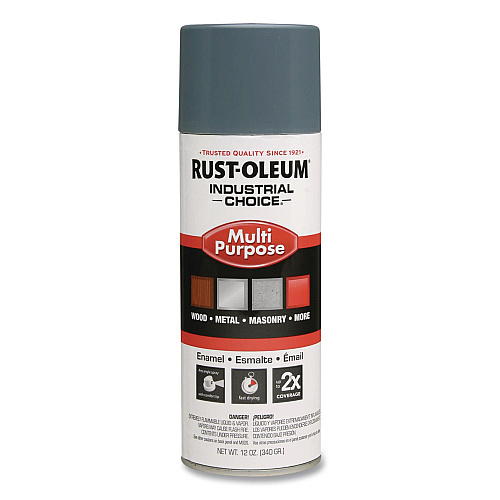 Rust-Oleum Industrial Choice 1600 System Multi-Purpose Enamel Spray Paint, Gloss Machinery Gray, 12 oz Aerosol Can, 6/Carton (202214)