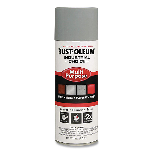 Rust-Oleum Industrial Choice 1600 System Multi-Purpose Enamel Spray Paint, Gloss ANSI 61 Light Gray, 12 oz Aerosol Can, 6/Carton (214645)