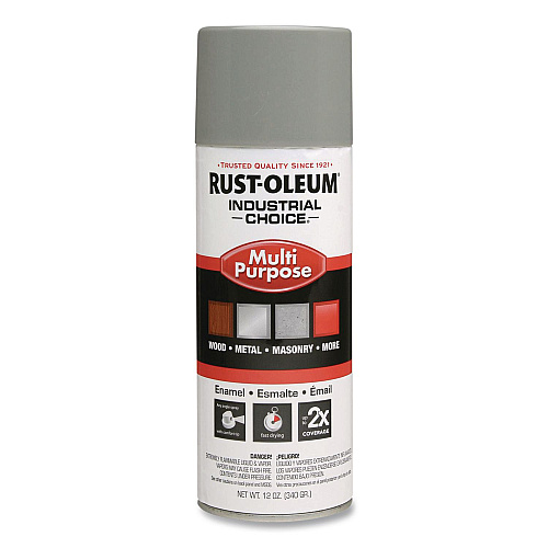 Rust-Oleum Industrial Choice 1600 System Multi-Purpose Enamel Spray Paint, Gloss Dove Gray, 12 oz Aerosol Can, 6/Carton (1684830)