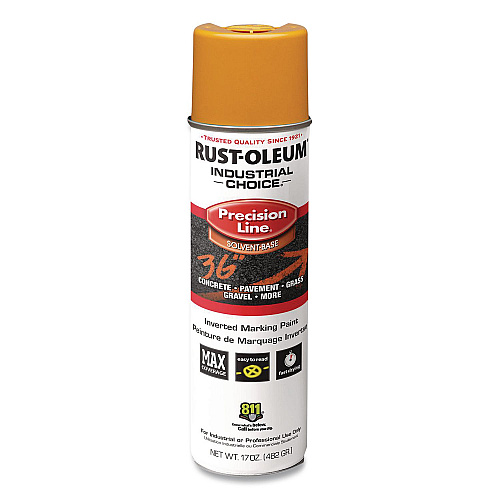 Rust-Oleum Industrial Choice M1600 System Solvent-Based Precision Line Marking Paint, Flat Yellow, 17 oz Aerosol Can, 12/Carton (203024V)