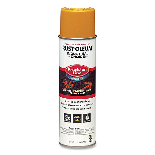 Rust-Oleum Industrial Choice M1800 System Water-Based Precision Line Marking Paint, Gloss Yellow, 17 oz Aerosol Can, 12/Carton (203033)