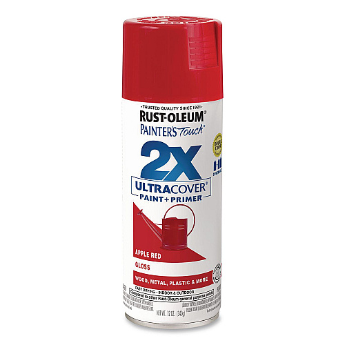 Rust-Oleum Painter's Touch 2X Ultra Cover Spray Paint, Gloss Apple Red, 12 oz Aerosol Can, 6/Carton (334024)