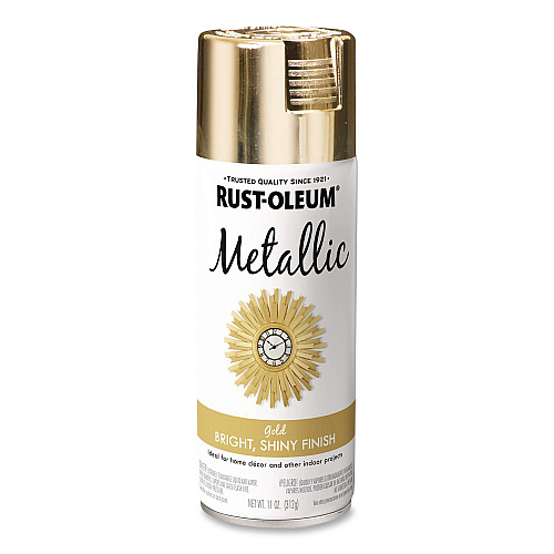Rust-Oleum Metallic Spray Paint, Metallic Gold, 11 oz Aerosol Can, 6/Carton (340647)