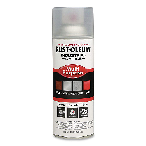Rust-Oleum Industrial Choice 1600 System Multi-Purpose Enamel Spray Paint, Gloss Crystal Clear, 12 oz Aerosol Can, 6/Carton (1610830)
