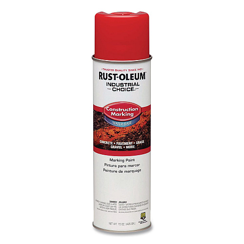 Rust-Oleum Industrial Choice M1400 System Water-Based Construction Marking Paint, Gloss Safety Red, 17 oz Aerosol Can, 12/Carton (264696)