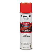 Rust-Oleum Industrial Choice M1400 System Water-Based Construction Marking Paint, Gloss Fluorescent Red-Orange, 17 oz Aerosol Can, 12/CT (264699)