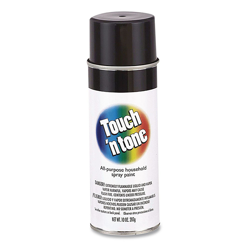 Rust-Oleum Touch'n Tone Spray Paint, Gloss Black, 10 oz Aerosol Can, 6/Carton (55276830)