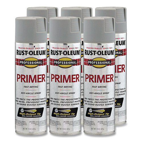 Rust-Oleum Professional Spray Paint, Flat Gray, 15 oz Aerosol Can, 6/Carton (7582838CT)
