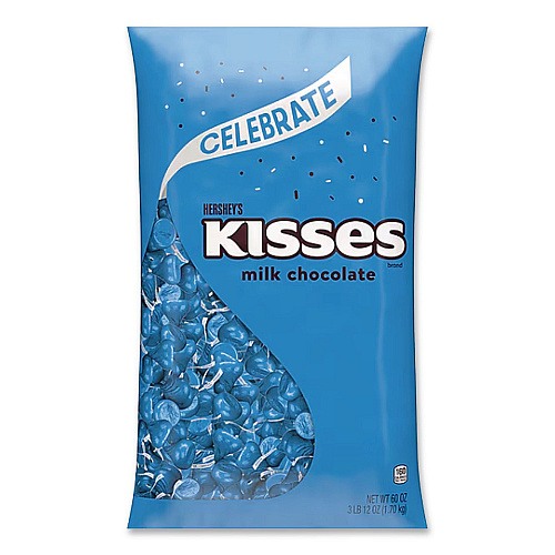 Hershey's KISSES, Milk Chocolate, Dark Blue Wrappers, 60 oz Bag (60194)