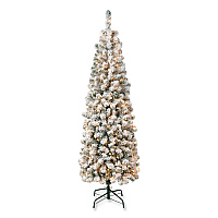 National Tree Company Pre-Lit Acacia Flocked Slim Tree, 24" x 24" x 70.8", Green Tree, Green Tree Stand (AC10030460F)