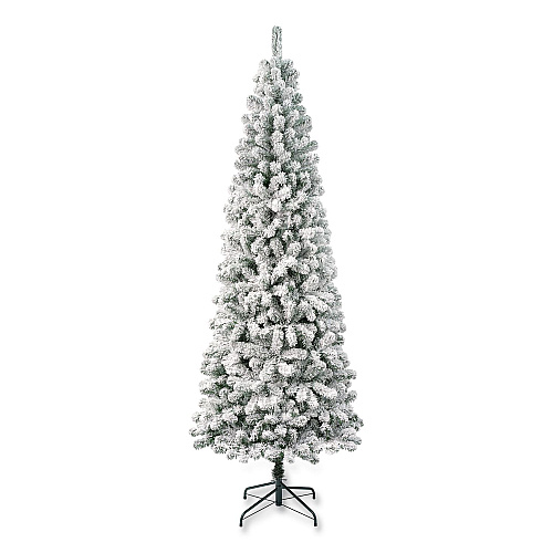 National Tree Company Acacia Medium Flocked Tree, 34" x 34" x 88.5" Green Tree, Green Tree Stand (AC10050275F)