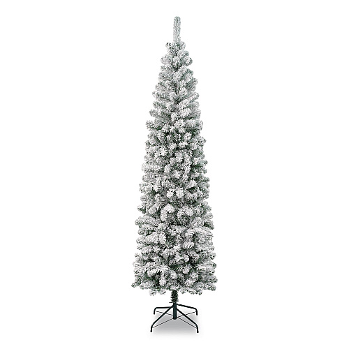 National Tree Company Acacia Pencil Slim Flocked Tree, 26" x 26" x 88.5", Green Tree, Green Tree Stand (AC10050475F)