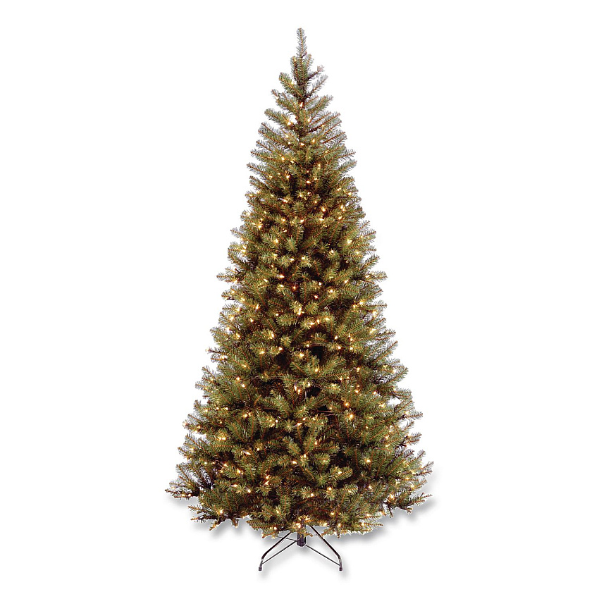 National Tree Company Pre-Lit Aspen Spruce Slim Tree, 38" x 38" x 72", Green Tree, Green Tree Stand (AP730060)