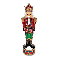 National Tree Company Nutcracker Christmas Decor, AC Powered, Blue/Green/Red/Yellow LED Lights, 10" x 11.37" x 36.5", Red (BG18492AR1)