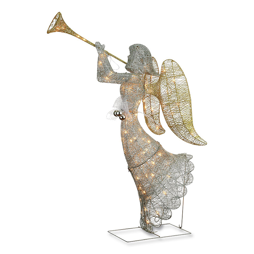 National Tree Company Silver Angel Decor, AC Powered, Cool White LED Lights, 24" x 30 "x 48", Silver (DF070005U)