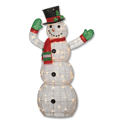 National Tree Company Snowman Decoration, AC Powered, Cool White LED Lights, 13.5" x 27.5" x 48", White (DF070114C)