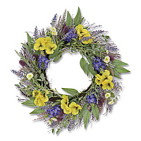 National Tree Company Pansy and Lavender Wreath, 22" Diameter x 4.5" h, Yellow (DL8765F22224)
