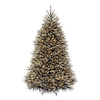 National Tree Company Pre-Lit Dunhill Fir Blue Spruce Tree, 59" x 59" x 90", Blue Tree, Green Tree Stand (DUBH75LO)