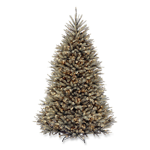 National Tree Company Pre-Lit Dunhill Fir Blue Spruce Tree, 59" x 59" x 90", Blue Tree, Green Tree Stand (DUBH75LO)