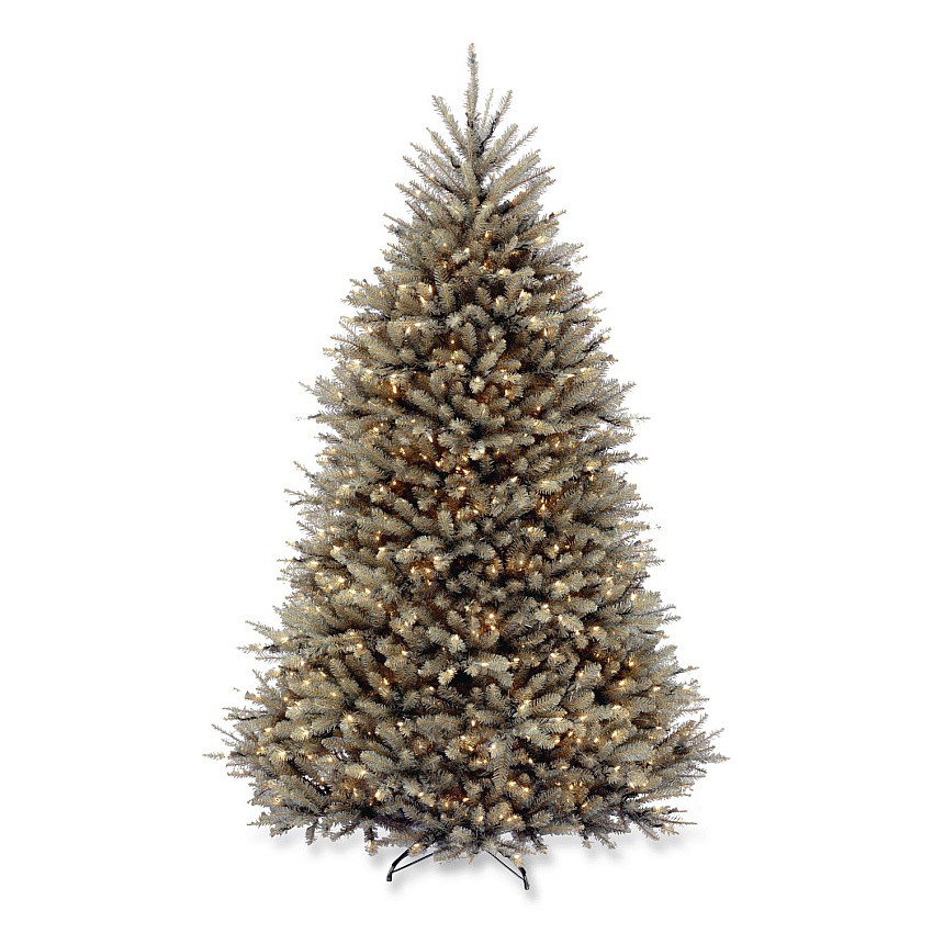 National Tree Company Pre-Lit Dunhill Fir Blue Spruce Tree, 59" x 59" x 90", Blue Tree, Green Tree Stand (DUBH75LO)