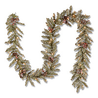 National Tree Company Pre-Lit Dunhill Fir Garland, AC Powered, Clear Incandescent Lights, 108" Long, Green (DUF3009A1)