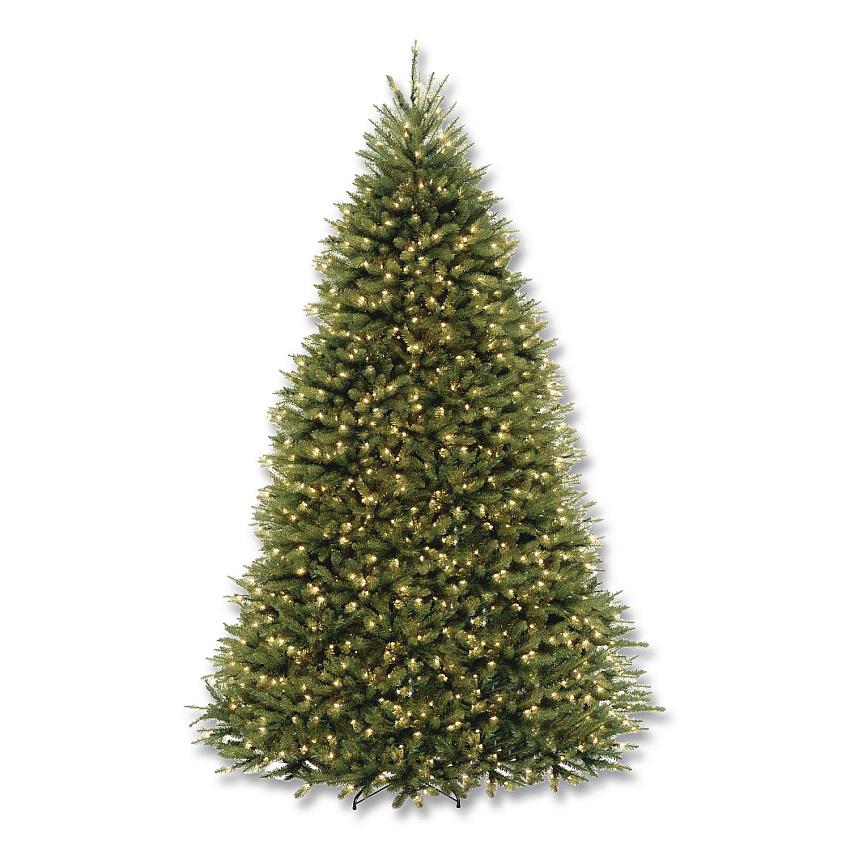 National Tree Company Pre-Lit Dunhill Fir Tree, 66" x 66" x 108", 900 Clear Lights, Green Tree, Green Tree Stand (DUH90LO)