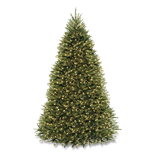 National Tree Company Pre-Lit Dunhill Fir Tree, 66" x 66" x 108", 1,100 Clear Lights, Green Tree, Green Tree Stand (DUH90LOS6)