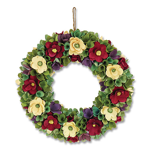 National Tree Company Red and Cream Floral Wreath, 18" x 18" x 3.93", Red (EG79B0027181)
