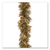National Tree Company Pre-Lit Glittery Bristle Pine Garland, AC Powered, Clear Incandescent Lights, 108" Long, Green (GB33009A1)