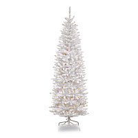 National Tree Company Pre-Lit Kingswood Fir Pencil Tree, 28" x 28" x 78", White Tree, White Tree Stand (KWW730065)