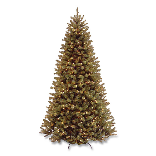 National Tree Company Pre-Lit North Valley Spruce Tree, 39" x 39" x 72", Green Tree, Green Tree Stand (NRV730060)