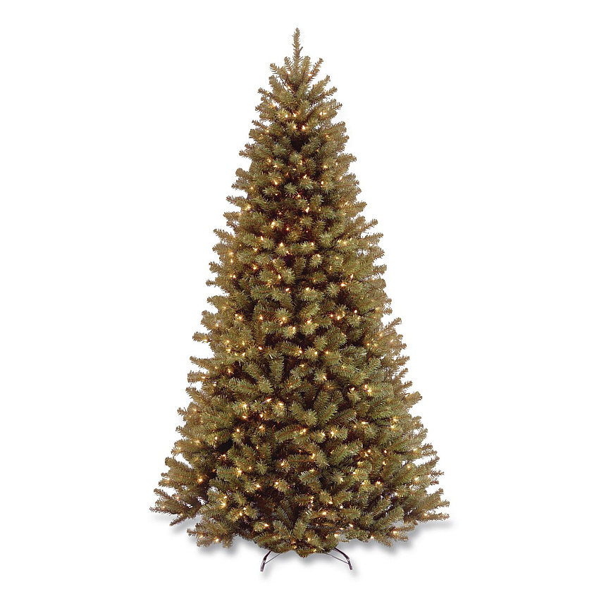 National Tree Company Pre-Lit North Valley Spruce Tree, 39" x 39" x 72", Green Tree, Green Tree Stand (NRV730060)