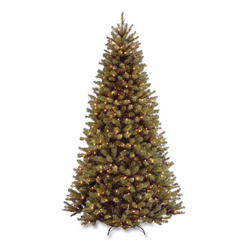 National Tree Company Pre-Lit North Valley Spruce Tree, Clear Lights, 42" x 42" x 78", Green Tree, Green Tree Stand (NRV730065)